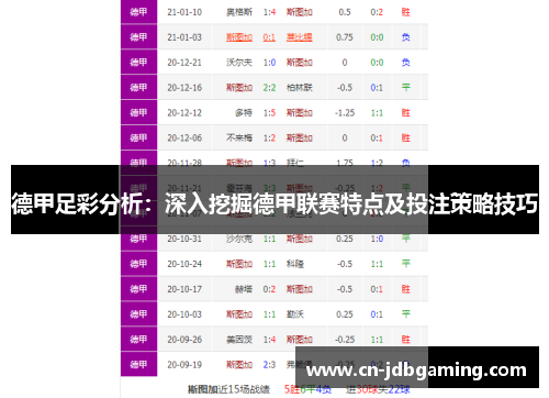 德甲足彩分析：深入挖掘德甲联赛特点及投注策略技巧